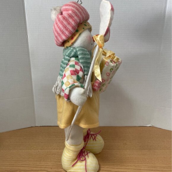 Snowman Greeter Christmas Decoration Holding Gift Peppermint Candy 18 In Pastel - Picture 4 of 7